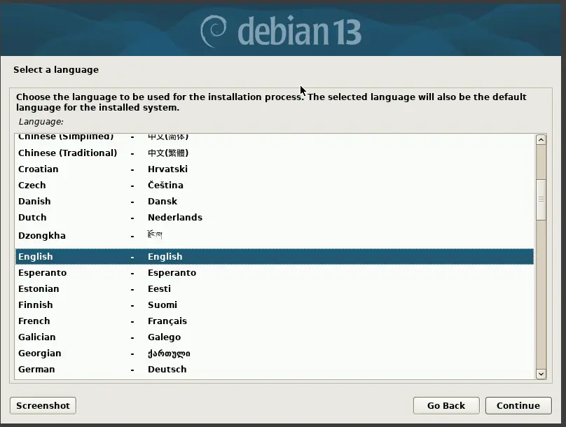 installer screen