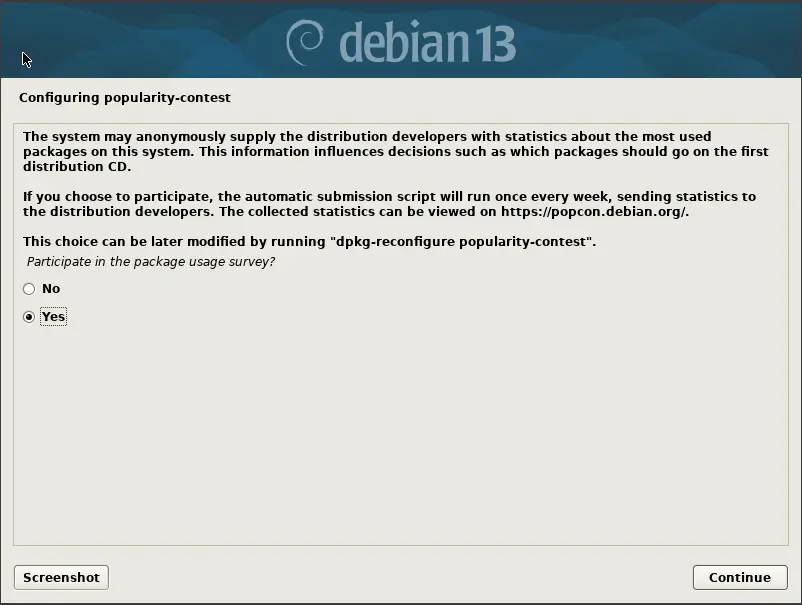 root setup screen