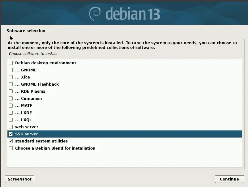 root setup screen